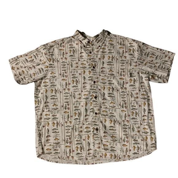 Woolrich Other - Men’s vintage Woolrich button down short sleeve shirt 2XL BirchFreshwater Fish